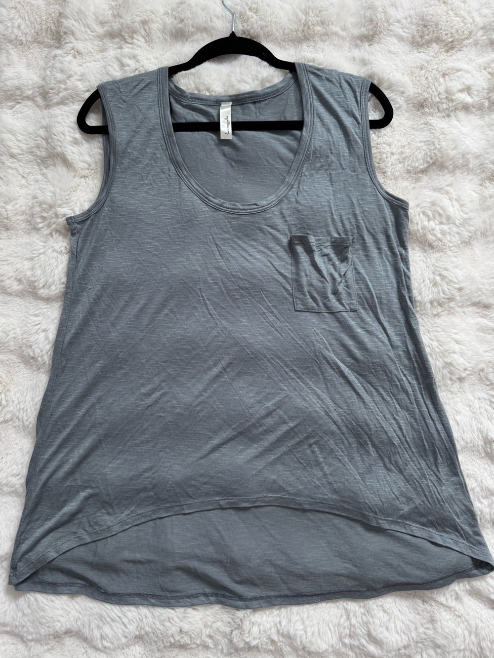 Loveappella Gray Assymatrical Hem Pocket Tank Top